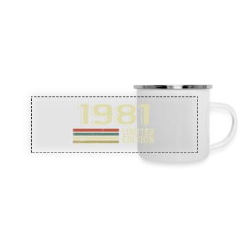 Jahrgang 1981 Geburtstag 1981 Jahrgang 1981 - Panorama Emaille-Tasse - Weiß - Vorne