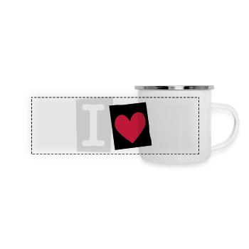 I Love (cutter font) - Panorama Emaille-Tasse - Weiß - Vorne