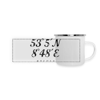 Bremer Koordinaten Bremen Längengrad Breitengrad - Panorama Emaille-Tasse - Weiß - Vorne