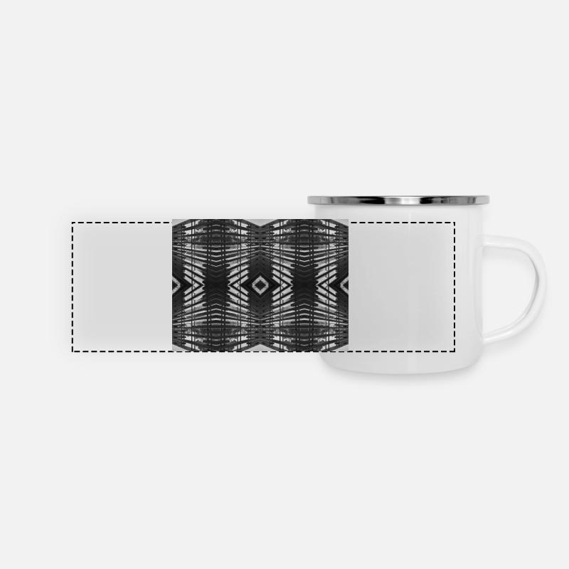 Abstraktes Holz V.3 - Panorama Emaille-Tasse - Weiß