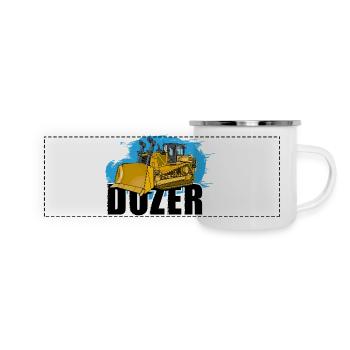 Bulldozer oder Planierraupe - Panorama Emaille-Tasse - Weiß - Vorne