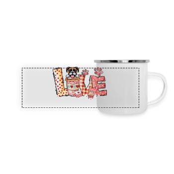 Boxer Hund Kaffee Liebhaber Hund Mama Valentinstag - Panorama Emaille-Tasse - Weiß - Vorne