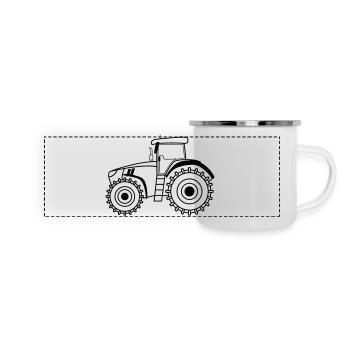 Traktor Symbol Umriss Landwirtschaft - Panorama Emaille-Tasse - Weiß - Vorne