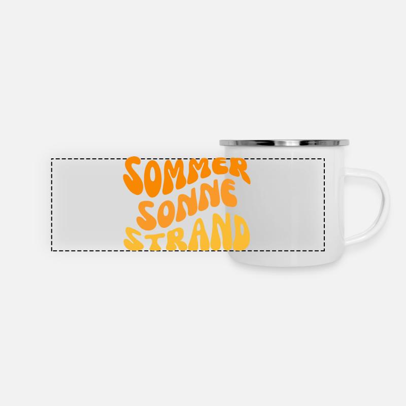 Plage de soleil d’été ondulée - Mug panoramique émaillé - blanc
