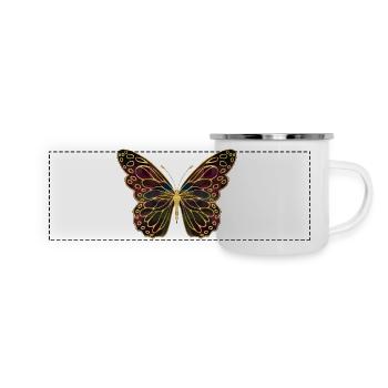 Schmetterling - Panorama Emaille-Tasse - Weiß - Vorne