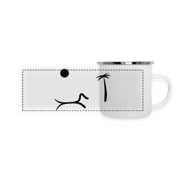 Dackel Sommerurlaub - Panorama Emaille-Tasse - Weiß - Vorne