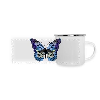 Schmetterling - Panorama Emaille-Tasse - Weiß - Vorne