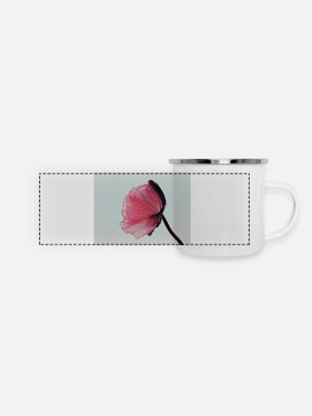 Pink Poppy - Panorama Emaille-Tasse - Weiß