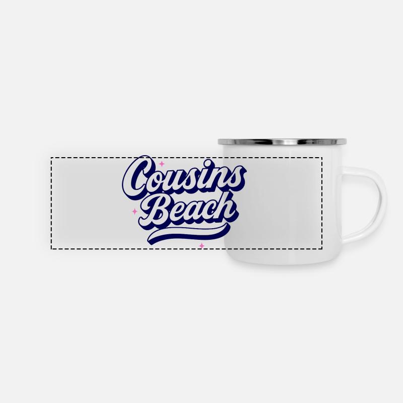 Cousins Beach – Retro Script Design - Panoramic Camper Mug - white