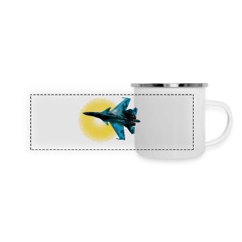 Bleu Camouflage Avion De Chasse Cercle De Soleil - Mug panoramique émaillé - blanc - Devant
