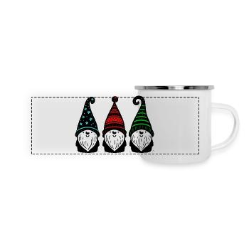 Three Christmas Nordic Gnomes. Christmas Elves. - Panoramic Camper Mug - white - Front