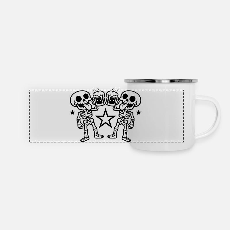 Skeleton Beer Cheers - Panoramic Camper Mug - white