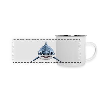 Requin Requin tigre Plongeur Requins mignons Grand requin blanc - Mug panoramique émaillé - blanc - Devant