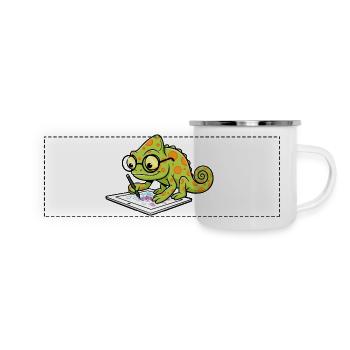 Chamäleon Digitaler Künstler Grafiktablet Masc - Panorama Emaille-Tasse - Weiß - Vorne