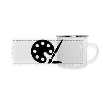 Malerei, Farbpalette, Pinsel, Kunst Symbol - Panorama Emaille-Tasse - Weiß - Vorne