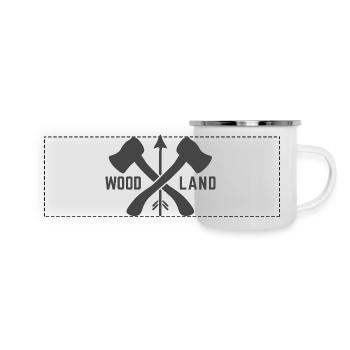 Conception de la Bushcraft pour camping extérieur en Woodland Axe - Mug panoramique émaillé - blanc - Devant
