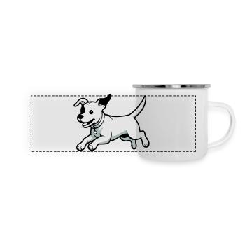 Dessin animé de chien joueur - Mug panoramique émaillé - blanc - Devant