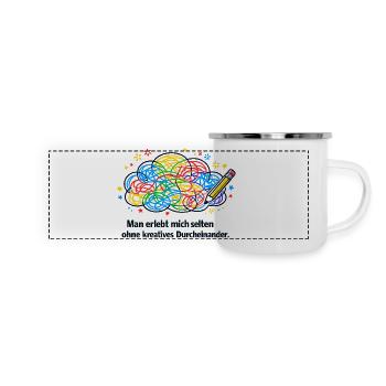 Kreatives Durcheinander Zeichnung - Panorama Emaille-Tasse - Weiß - Vorne