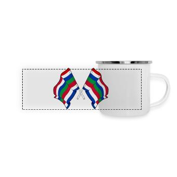 Gekreuzte Schier-Flaggen – Island Pride - Panorama Emaille-Tasse - Weiß - Vorne
