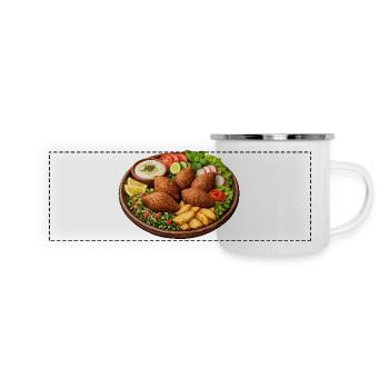 Kibbeh-Untertassen-Kunstdruck - Panorama Emaille-Tasse - Weiß - Vorne