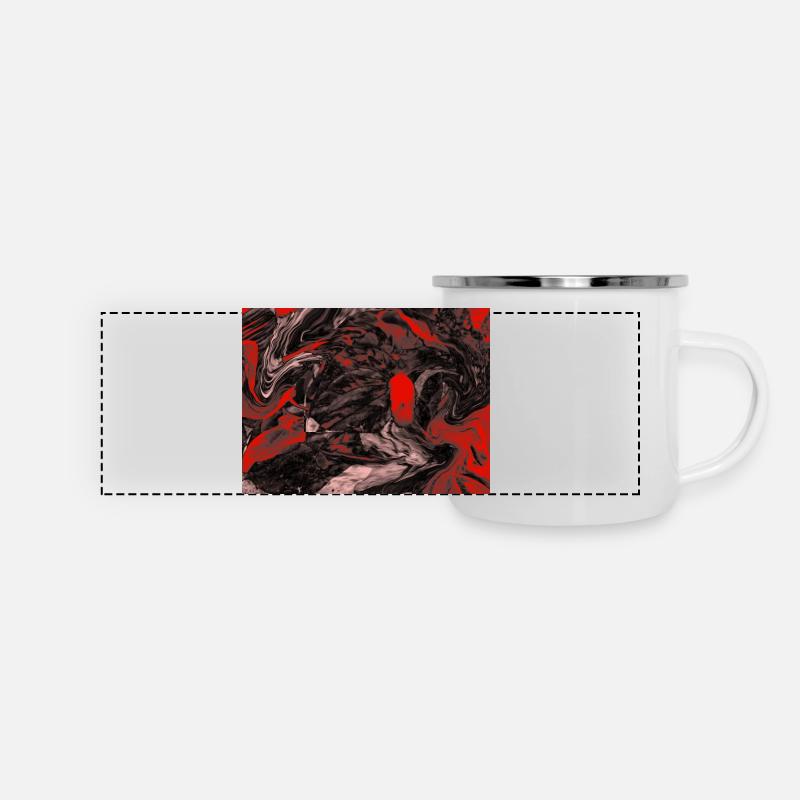 Roter Marmorwirbel Muster - Panorama Emaille-Tasse - Weiß