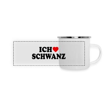 Ich liebe schwanz - Panorama Emaille-Tasse - Weiß - Vorne
