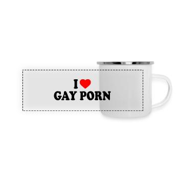 I love gay porn - Mug panoramique émaillé - blanc - Devant