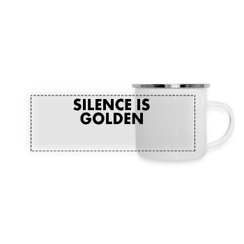 silence is golden - Panorama Emaille-Tasse - Weiß - Vorne