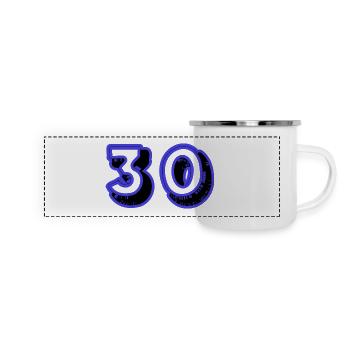 30. 30 JAHRE. 30-JÄHRIGES JUBILÄUM. 30-JÄHRIGES JUBILÄUM. - Panorama Emaille-Tasse - Weiß - Vorne