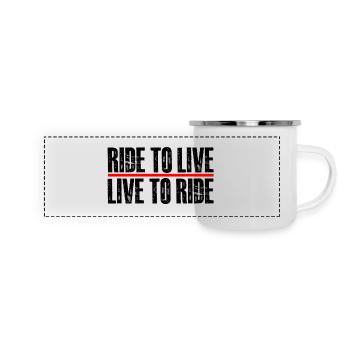 ride to live - live to ride - Panorama Emaille-Tasse - Weiß - Vorne