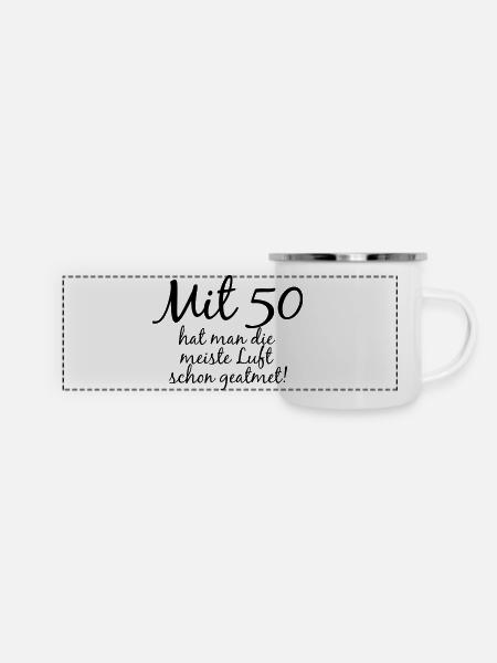 mit_50 - Panorama Emaille-Tasse - Weiß