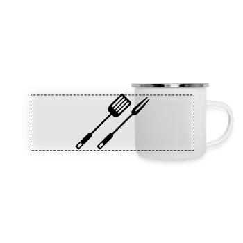 bbq_grillgut_f1_ - Panorama Emaille-Tasse - Weiß - Vorne