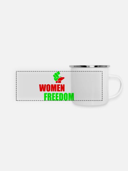Women life freedom iran - Panorama Emaille-Tasse - Weiß