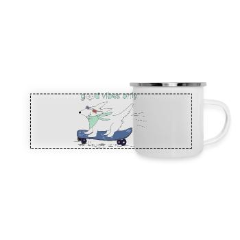 Gute Energie - Panorama Emaille-Tasse - Weiß - Vorne