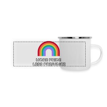 Mehr Stolz, weniger Vorurteile - Panorama Emaille-Tasse - Weiß - Vorne