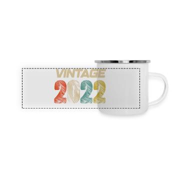 Jahrgang 2022 Retro - Bestseller - Panorama Emaille-Tasse - Weiß - Vorne
