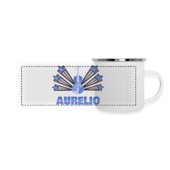 Aurelio als Musikinstrument - Panorama Emaille-Tasse - Weiß - Vorne