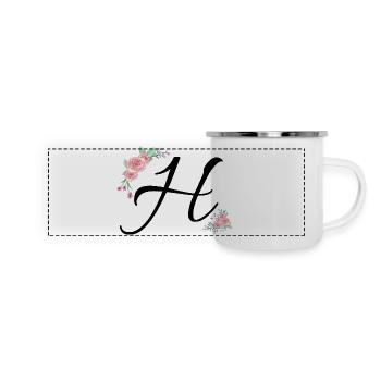 Buchstabe h Blumen - Panorama Emaille-Tasse - Weiß - Vorne