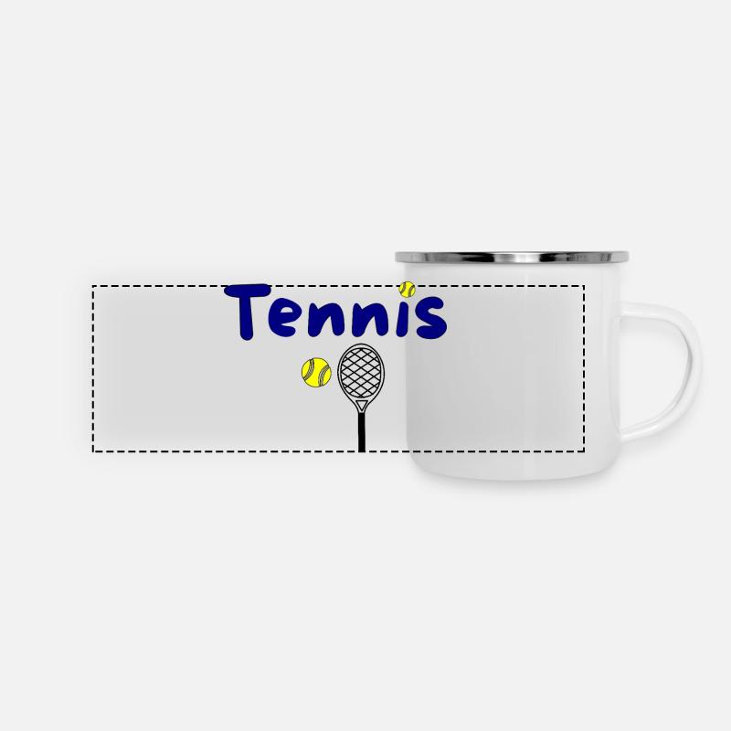 Tennis design with ball and racket - Panoramic Camper Mug - white
