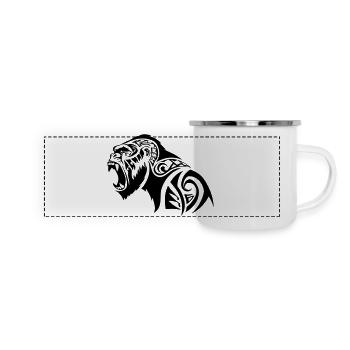 Gorilla Tribal Silberrücken - Panorama Emaille-Tasse - Weiß - Vorne