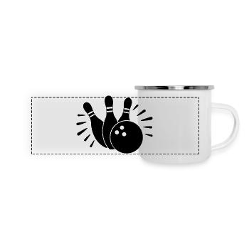 Boule de bowling et quilles - Mug panoramique émaillé - blanc - Devant