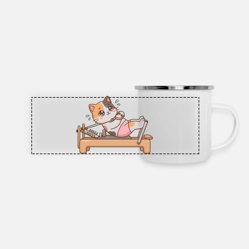 Reformer Pilates Cat - Panoramic Camper Mug - white