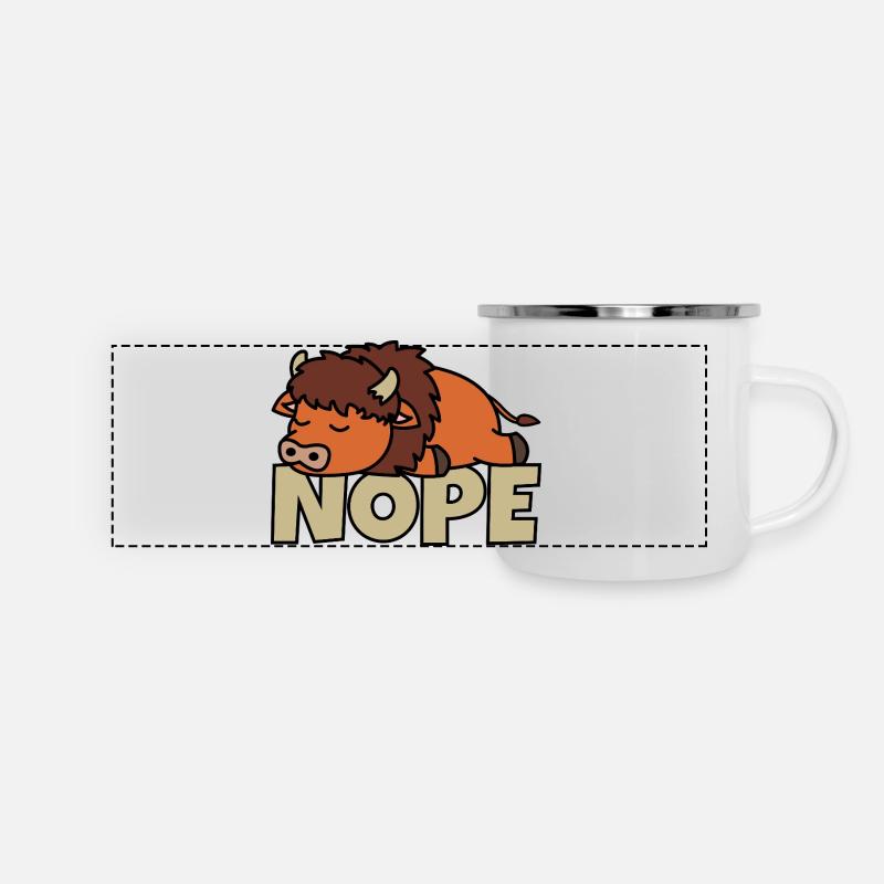 Nope Not Today Lazy Bison Bison - Panoramic Camper Mug - white