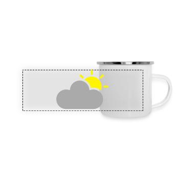 Symbole de temps - soleil et nuage - Mug panoramique émaillé - blanc - Devant