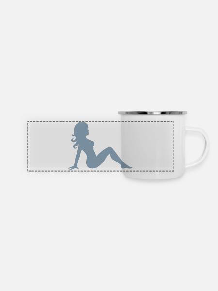 erotisch mädchen - Panorama Emaille-Tasse - Weiß