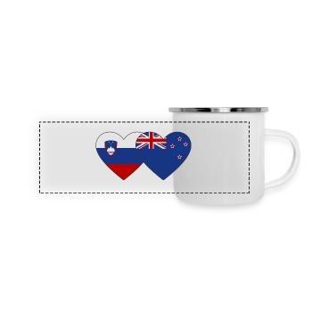 Slowenien Neuseeland Flagge Herz - Panorama Emaille-Tasse - Weiß - Vorne