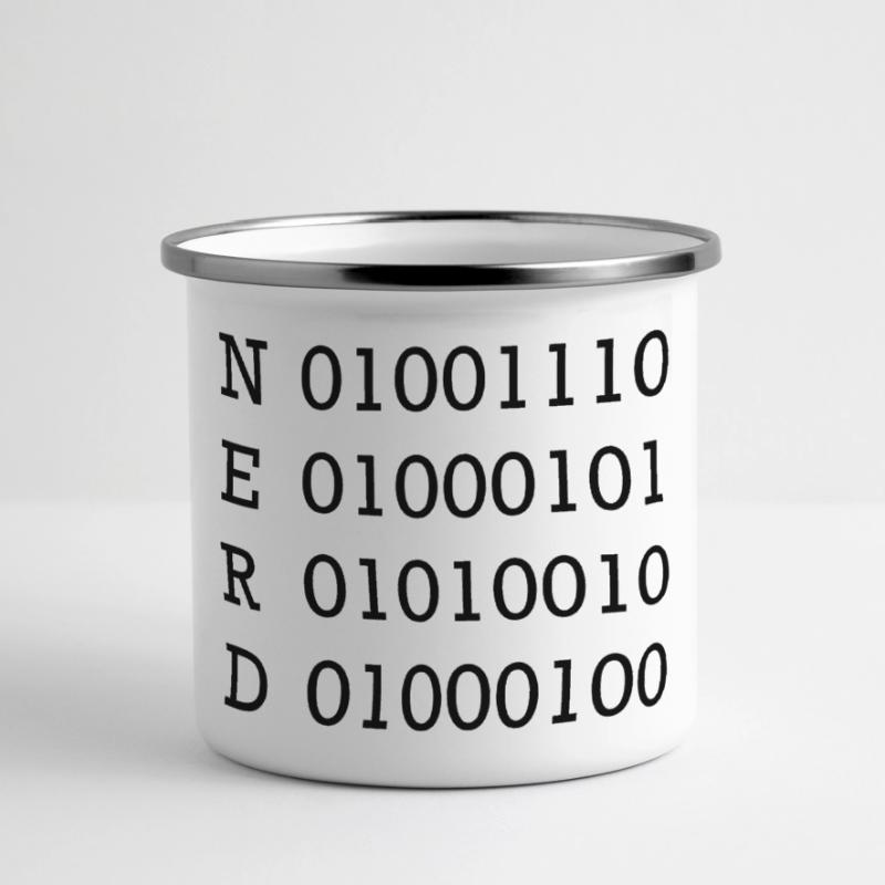 binary nerd Panorama Emaille-Tasse