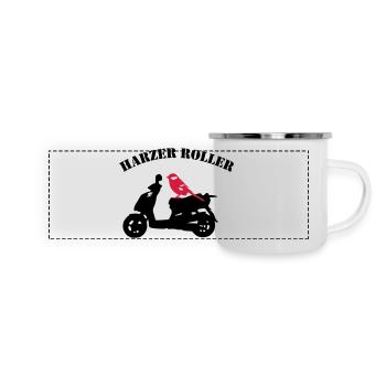 Harzer Roller - Panorama Emaille-Tasse - Weiß - Vorne