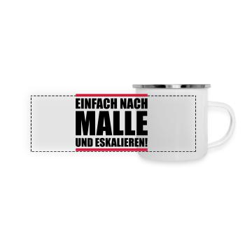 malle einfach eskalieren - Panorama Emaille-Tasse - Weiß - Vorne