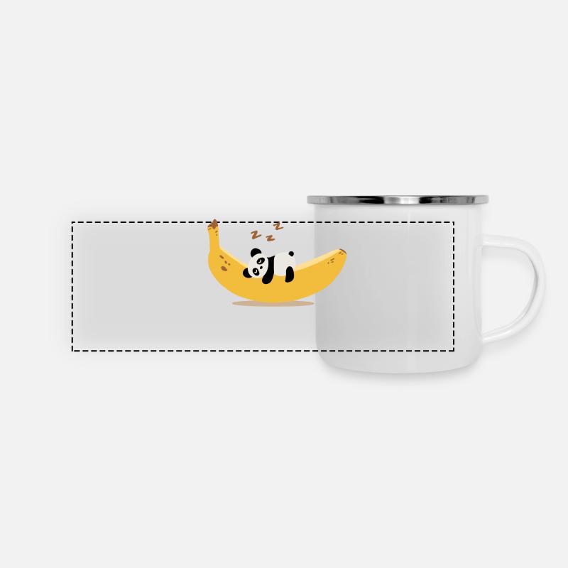 Panda bananier - Mug panoramique émaillé - blanc